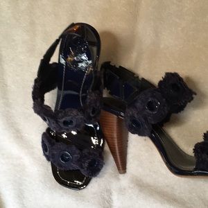 Navy Blue embellished Tory Burch Sandals